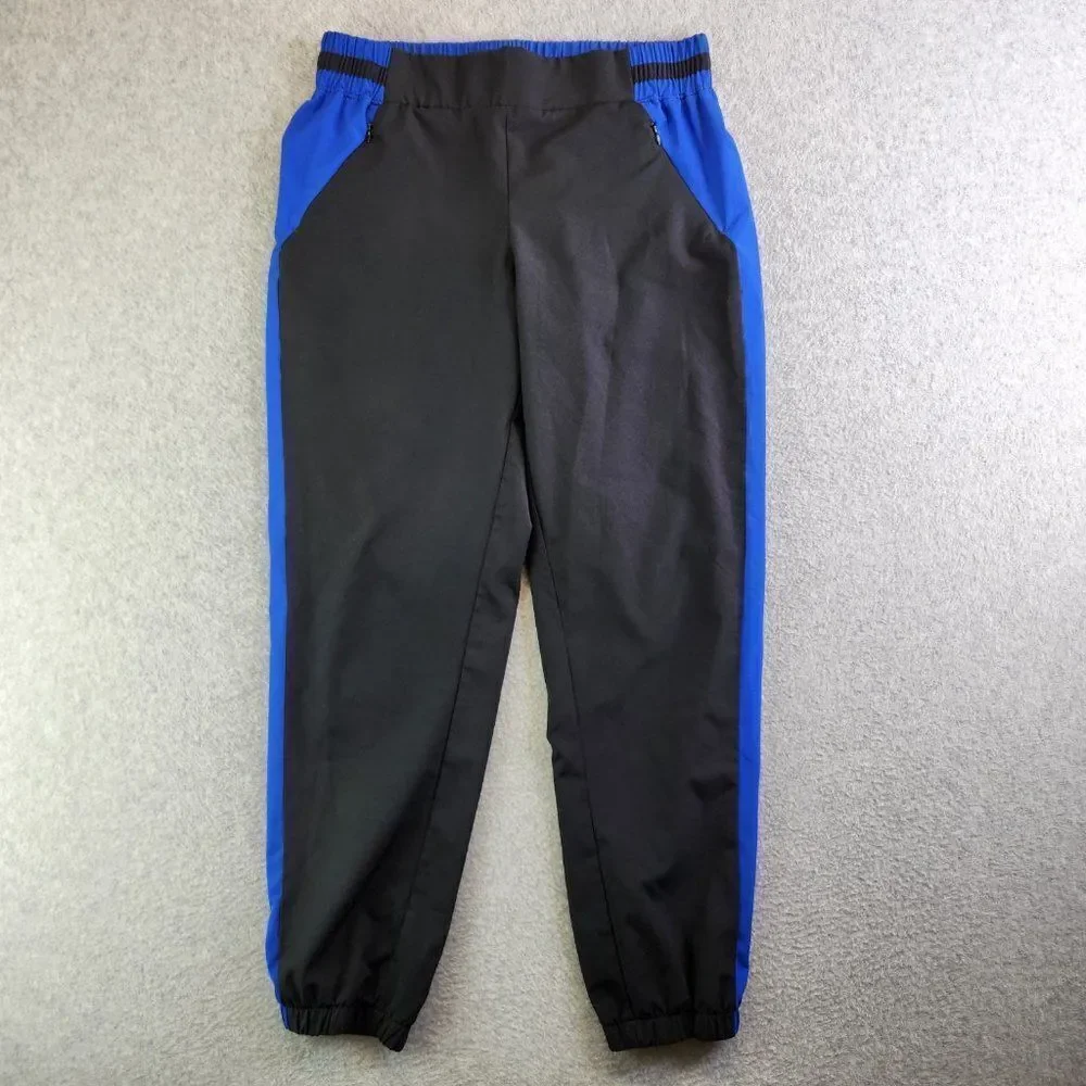 Fabletics Joggers Womens M Black Blue Windsor Zip Pockets Wicking Stretch Ankle - Picture 1 of 16